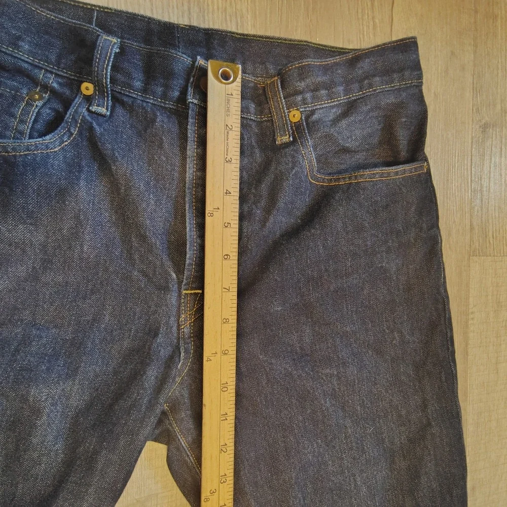 Sid Mashburn Mens Dark Wash Indigo Button Fly Straight Leg Denim Jeans 34x29
